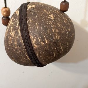 Cancun Coconut Shell Crossbody Zippered Handbag Purse